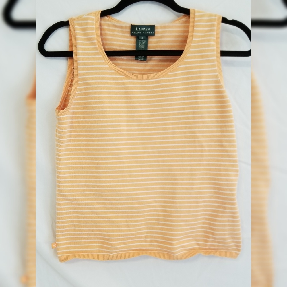 Lauren Ralph Lauren Orange Striped Tank Top S